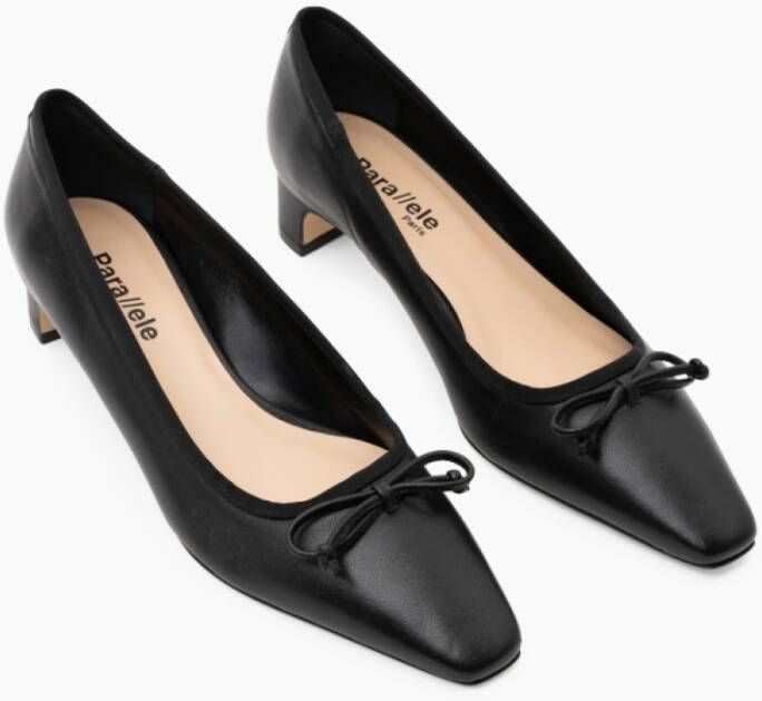 Parallele Zwarte Nappa Leren Ballet Flats Black Dames