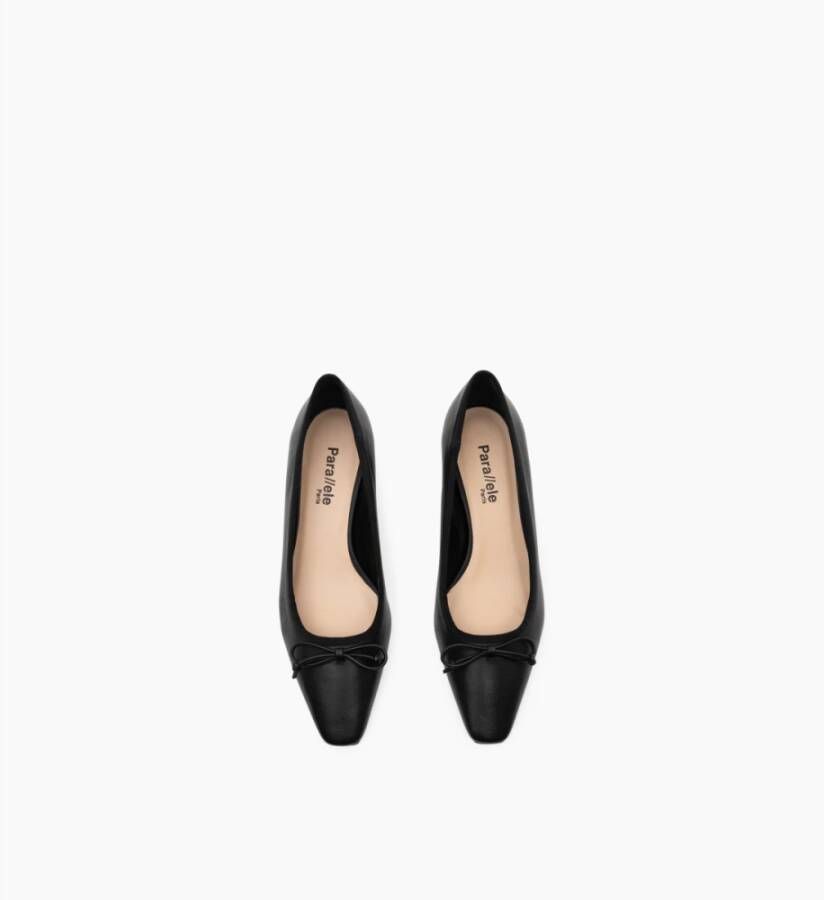 Parallele Zwarte Nappa Leren Ballet Flats Black Dames