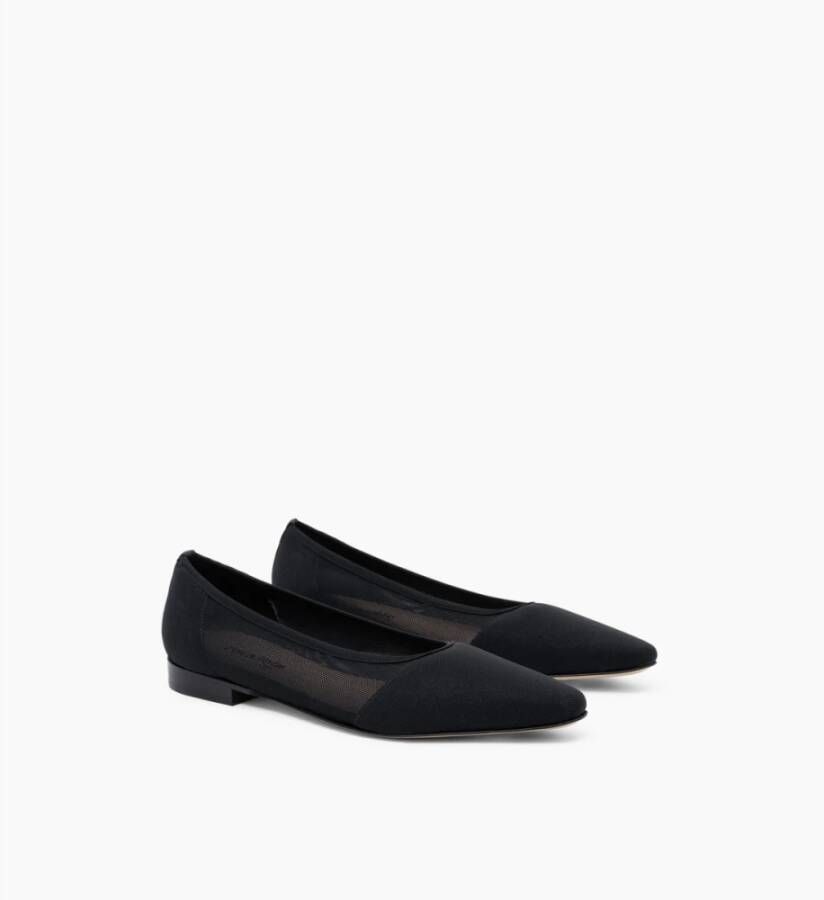 Parallele Zwarte Stretch Mesh Ballet Flats Black Dames