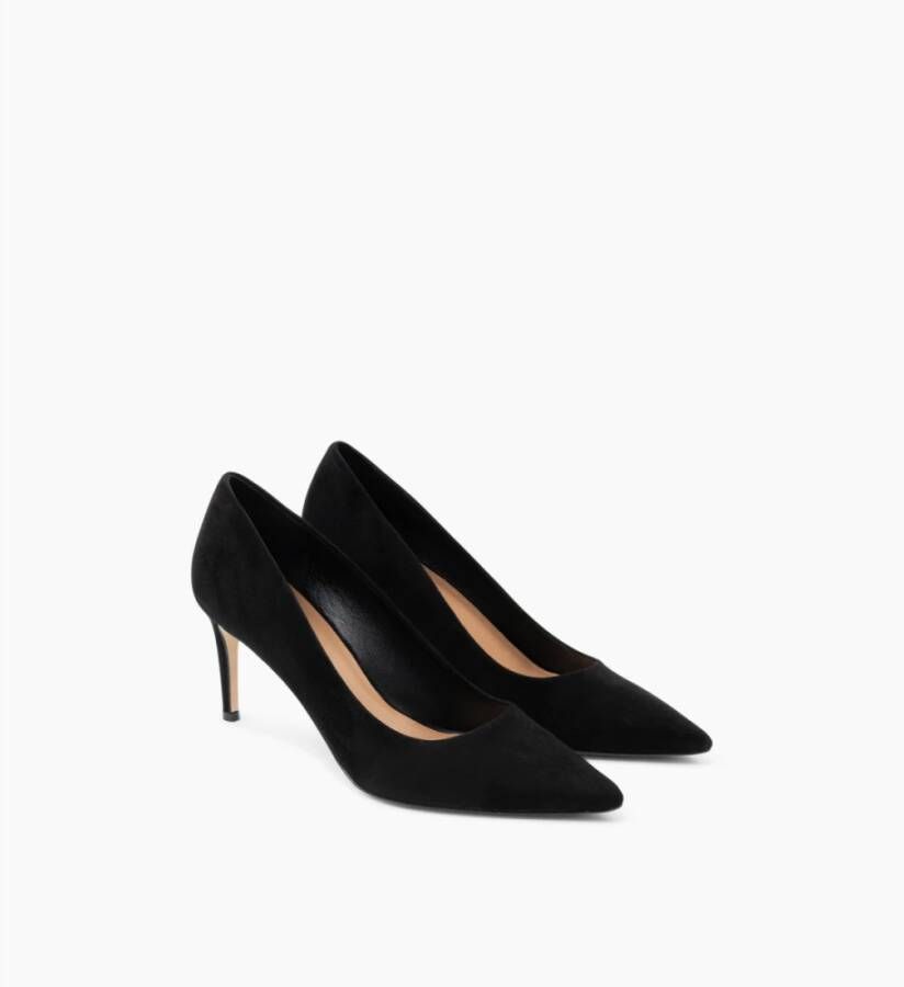 Parallele Zwarte Suède Puntige Neus Stiletto Hakken Black Dames