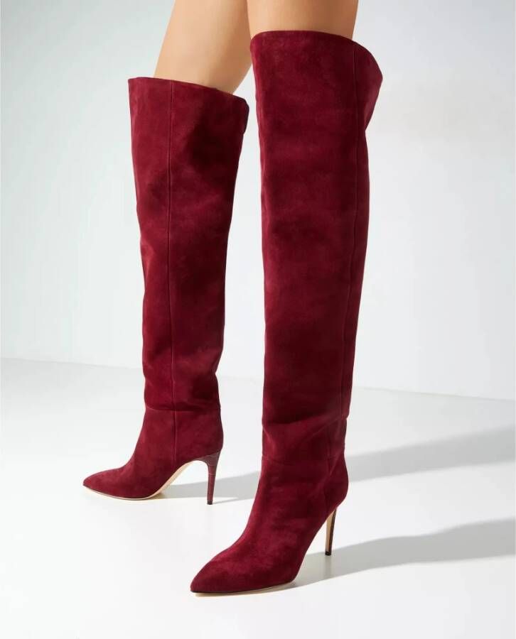 Paris Texas Bourgondische Suède Stiletto Laarzen Red Dames