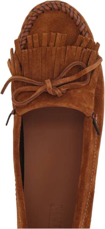 Paris Texas Bruine Suède Loafers met Franjes Brown Dames