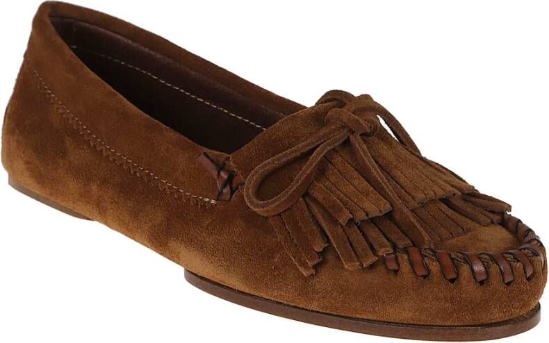 Paris Texas Bruine Suède Loafers met Franjes Brown Dames