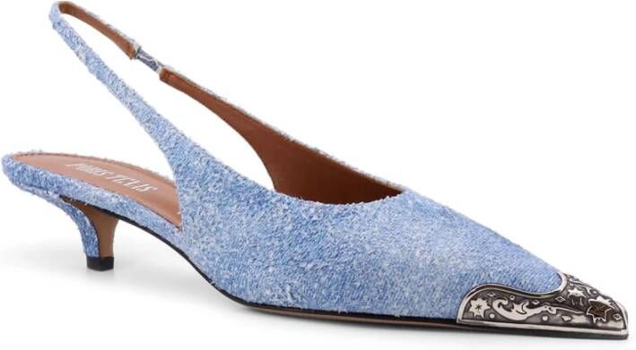 Paris Texas Denim slingback met metalen neus Blue Dames