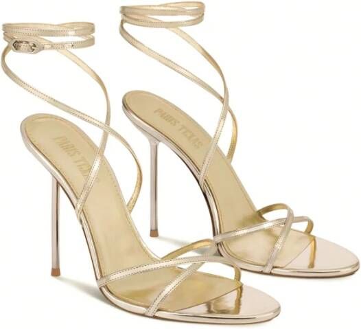 Paris Texas Gouden spiegelvetersandalen met pinhak Yellow Dames