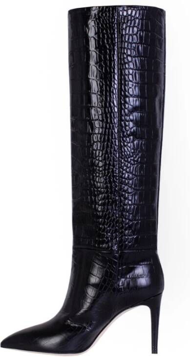 Paris Texas Croco Leren Stiletto Boot 85 Zwart Dames