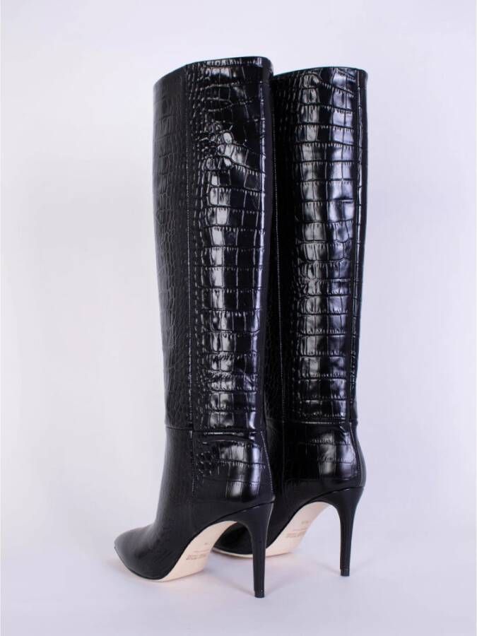 Paris Texas Croco Leren Stiletto Boot 85 Zwart Dames