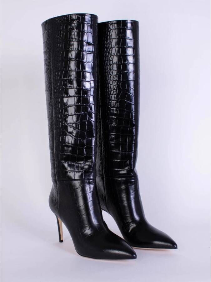 Paris Texas Croco Leren Stiletto Boot 85 Zwart Dames