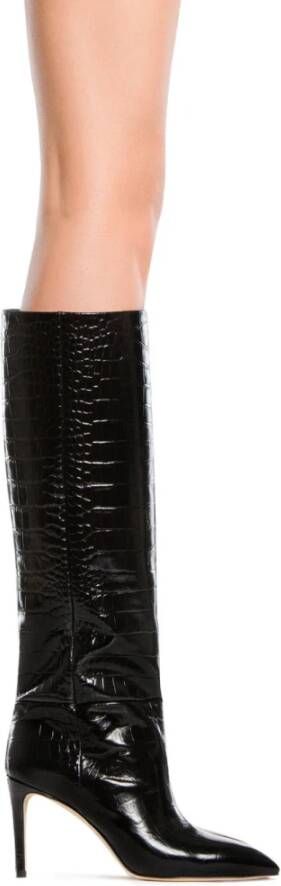 Paris Texas Croco Leren Stiletto Boot 85 Zwart Dames