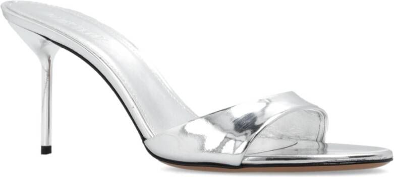 Paris Texas Zilveren Stiletto Muiltjes met Leren Zool Gray Dames