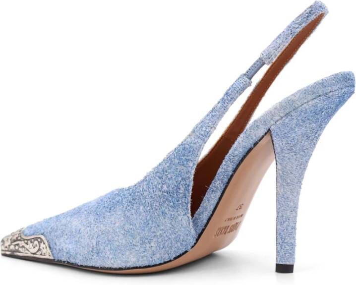 Paris Texas Metalen Detail Slingback Stiletto Hak Blue Dames