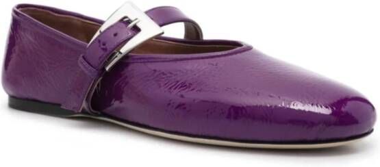 Paris Texas Paarse Leren Platte Schoenen met Gesp Purple Dames