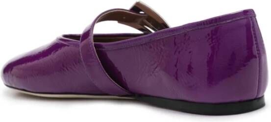 Paris Texas Paarse Leren Platte Schoenen met Gesp Purple Dames