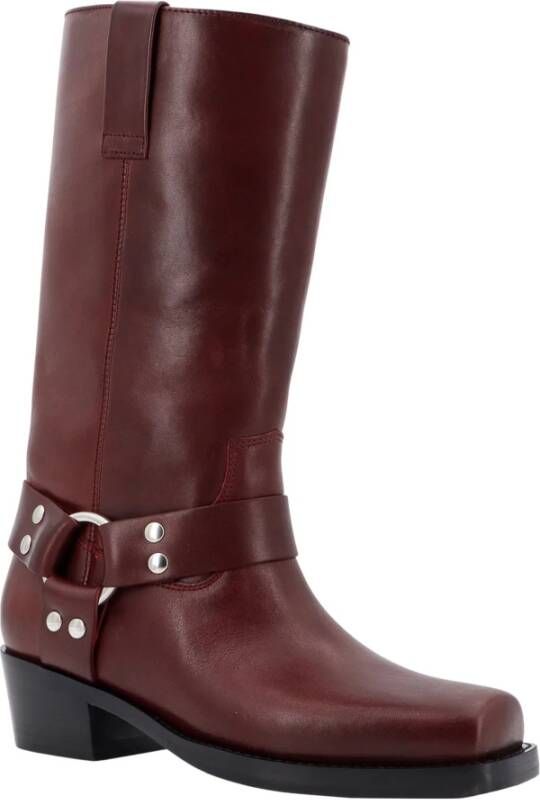 Paris Texas Studded Leather Boots with Metal Detail Red Dames