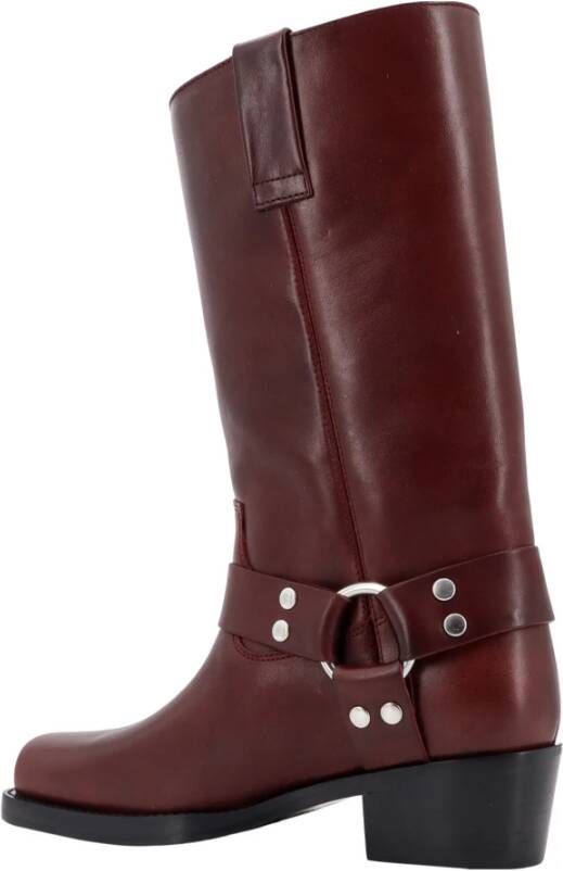 Paris Texas Studded Leather Boots with Metal Detail Red Dames