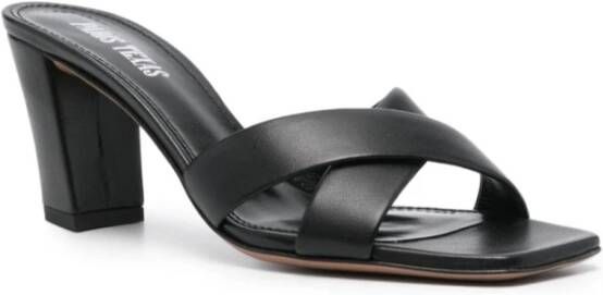 Paris Texas Zwarte Leren Gekruiste Band Muiltjes Sandalen Black Dames