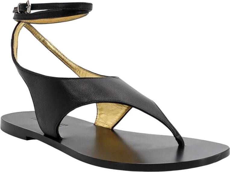 Paris Texas Zwarte Leren Sandalen met Enkelband Black Dames