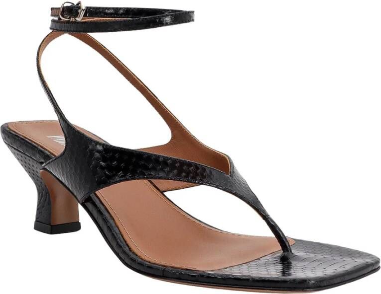 Paris Texas Zwarte Leren Sandalen Vierkante Neus Italië Black Dames