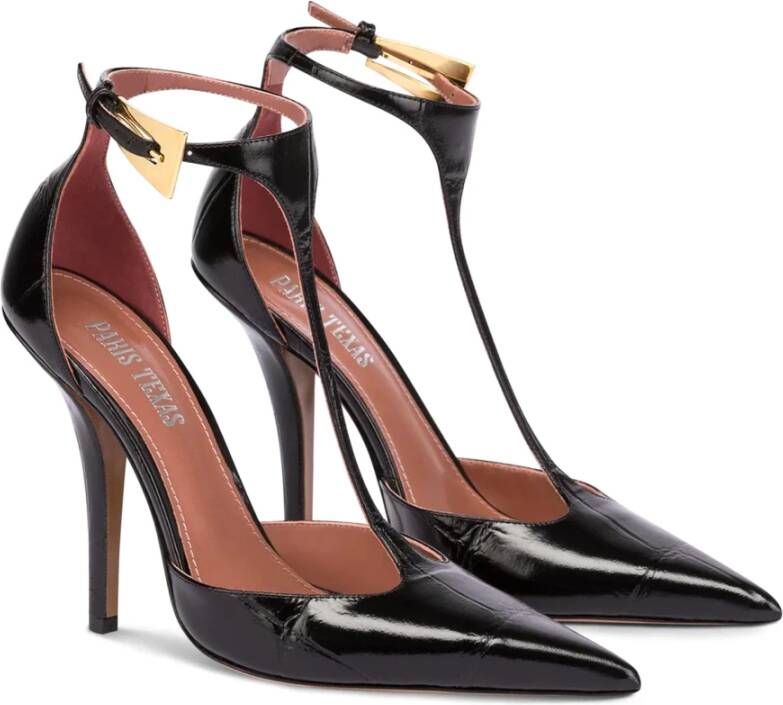 Paris Texas Zwarte T-Strap Pump met hoge hak Black Dames