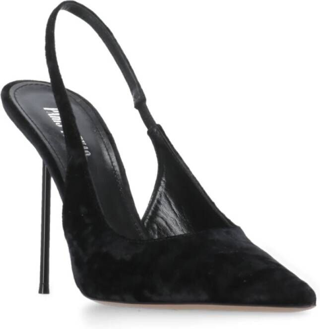 Paris Texas Zwarte Velvet Slingback met Pijl Teen Black Dames