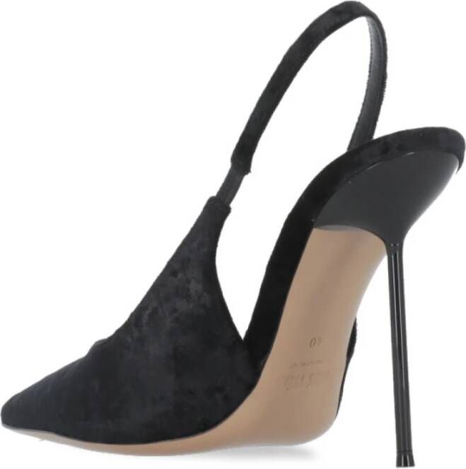 Paris Texas Zwarte Velvet Slingback met Pijl Teen Black Dames