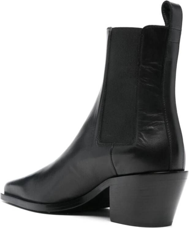 P.a.r.o.s.h. Zwarte leren cowboy enkellaarzen Black Dames