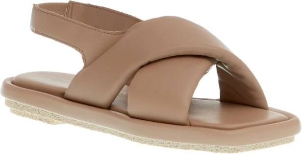 Patrizia Bonfanti Beige Leren Sandalen Zachte Kruisband Beige Dames