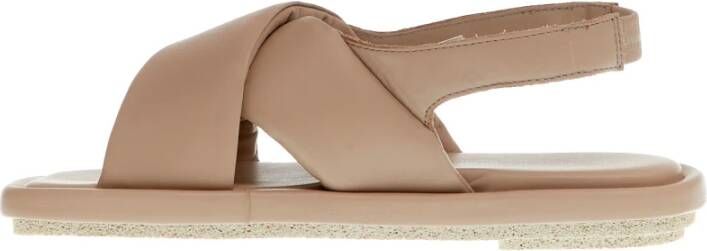 Patrizia Bonfanti Beige Leren Sandalen Zachte Kruisband Beige Dames