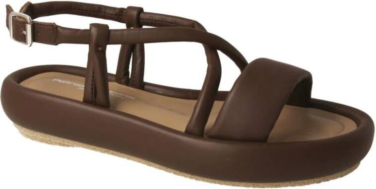 Patrizia Bonfanti Choco Leren Dames Plateau Sandaal Brown Dames