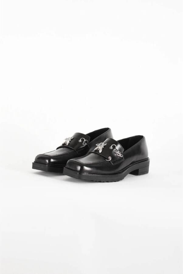 PATRIZIA PEPE Chunky leren loafers met metalen detail Black Dames