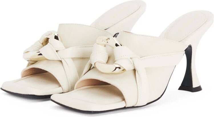 PATRIZIA PEPE Elegante vierkante leren sandalen Wit Dames