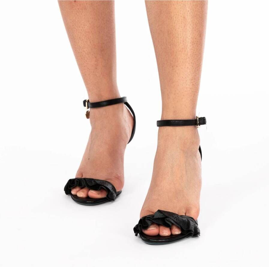 PATRIZIA PEPE Zomer sandalen met franjes voor vrouwen Black Dames