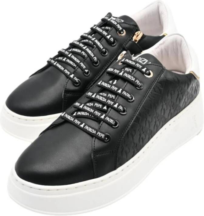 PATRIZIA PEPE Zwarte leren sneakers Black Dames