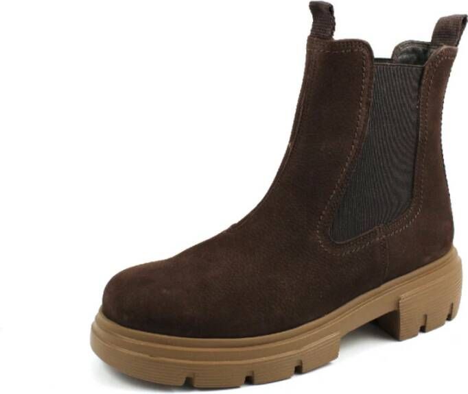 Paul Green Chelsea Boots van bruin leer Brown Dames