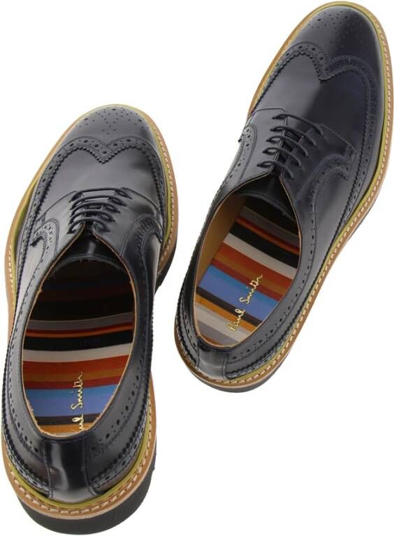 Paul Smith Blauwe Leren Count Schoenen met Rubberen Zool Blue Heren