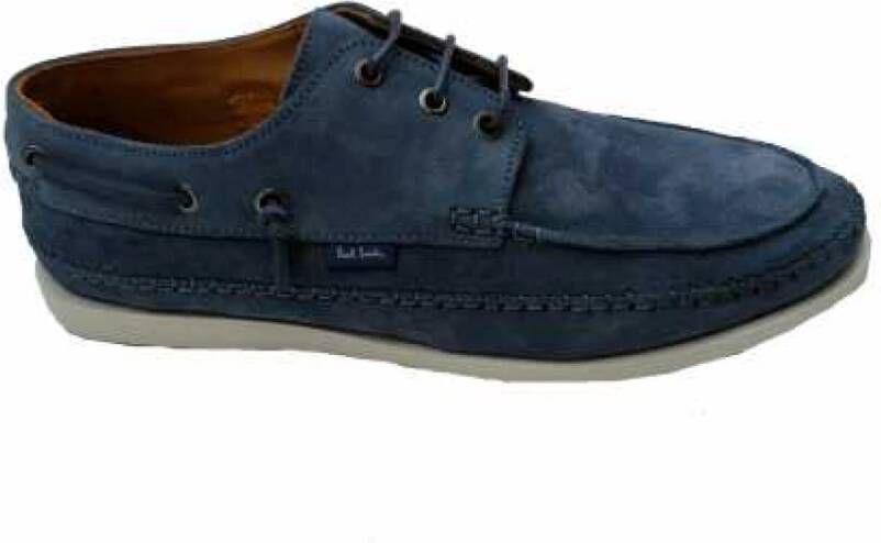 Paul Smith Blauwe Suède Derby Schoenen Hawaii Skull Blue Heren