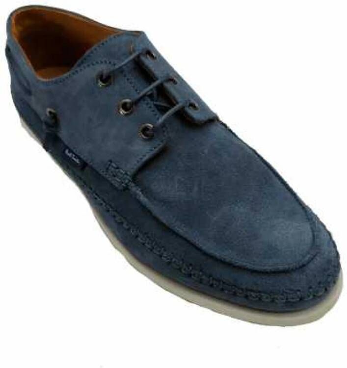 Paul Smith Blauwe Suède Derby Schoenen Hawaii Skull Blue Heren