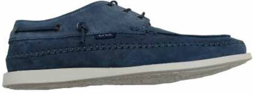 Paul Smith Blauwe Suède Derby Schoenen Hawaii Skull Blue Heren