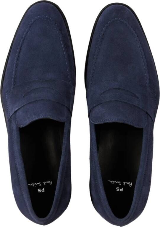 Paul Smith Marineblauwe Suède Loafers Klassiek Ontwerp Blue Heren