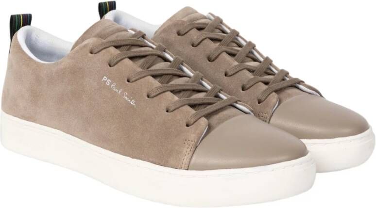 Paul Smith Taupe Suede Trainers met Sports Stripe Beige Heren