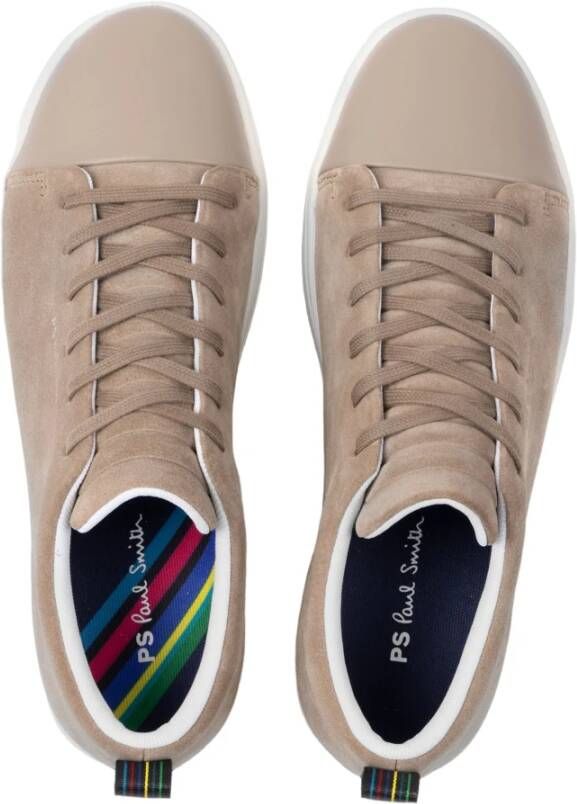 Paul Smith Taupe Suede Trainers met Sports Stripe Beige Heren