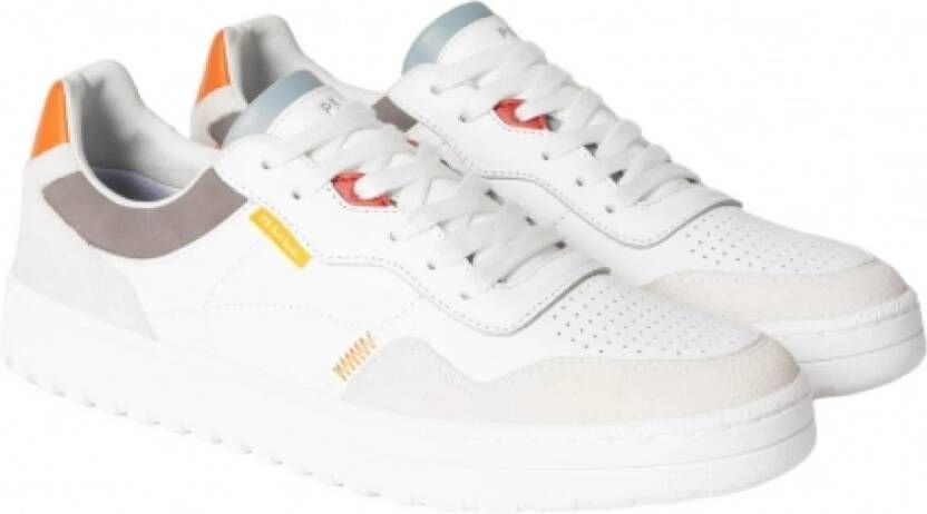 Paul Smith Witte leren sneakers met oranje spoiler Multicolor Heren