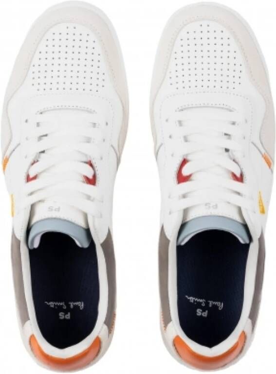 Paul Smith Witte leren sneakers met oranje spoiler Multicolor Heren