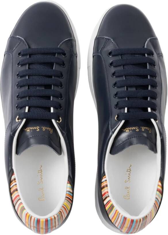 Paul Smith Witte Leren Sneakers met Streep Panelen Blue Heren