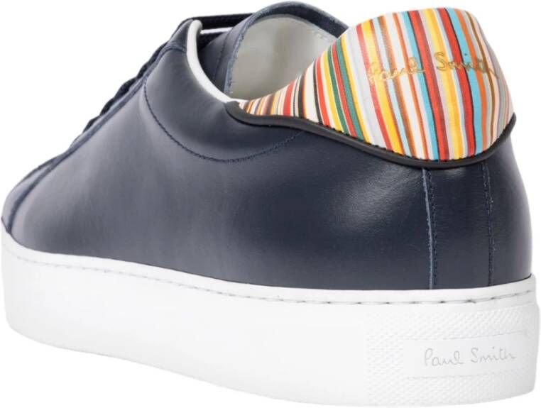 Paul Smith Witte Leren Sneakers met Streep Panelen Blue Heren