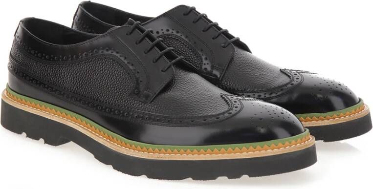 Paul Smith Zwarte leren sneakers met groene rubberen zool Black Heren