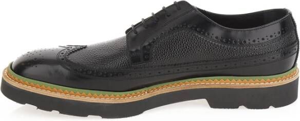 Paul Smith Zwarte leren sneakers met groene rubberen zool Black Heren