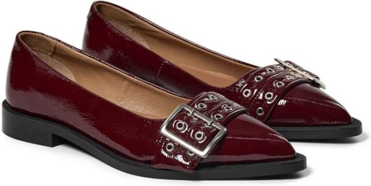 Pavement Bordeaux Patent Ballerina Schoenen Red Dames