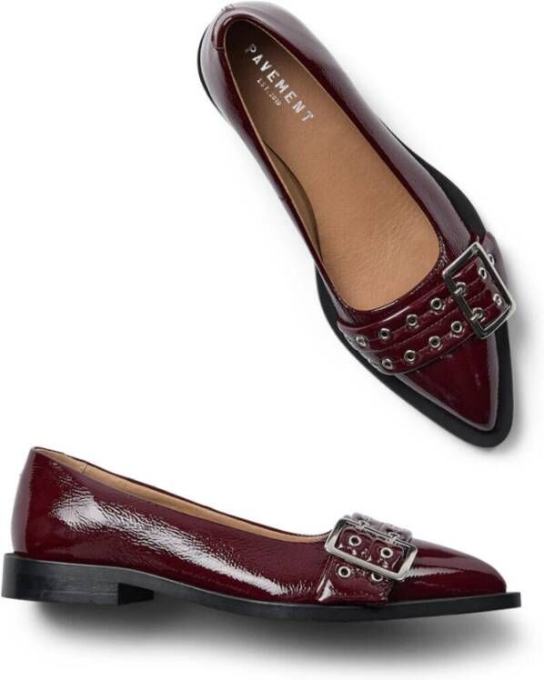 Pavement Bordeaux Patent Ballerina Schoenen Red Dames