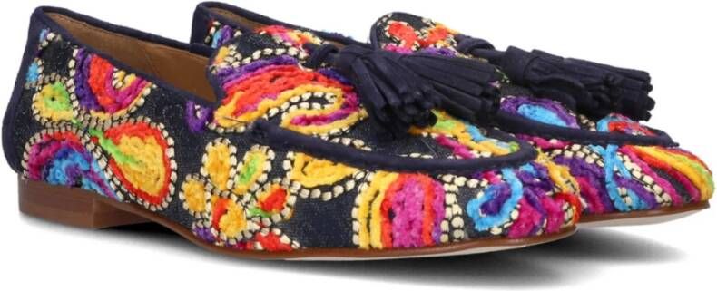 Pedro Miralles Blauwe Loafers met Kleurrijke Print Multicolor Dames